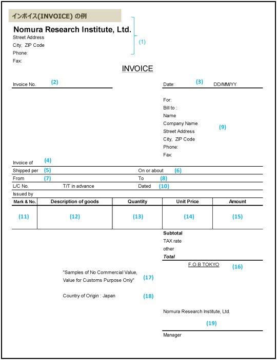 インボイスサンプルイメージ